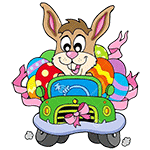 Easter Bunny in car