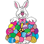 Easter Bunny with pile of eggs