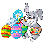 Easter Bunny painting eggs